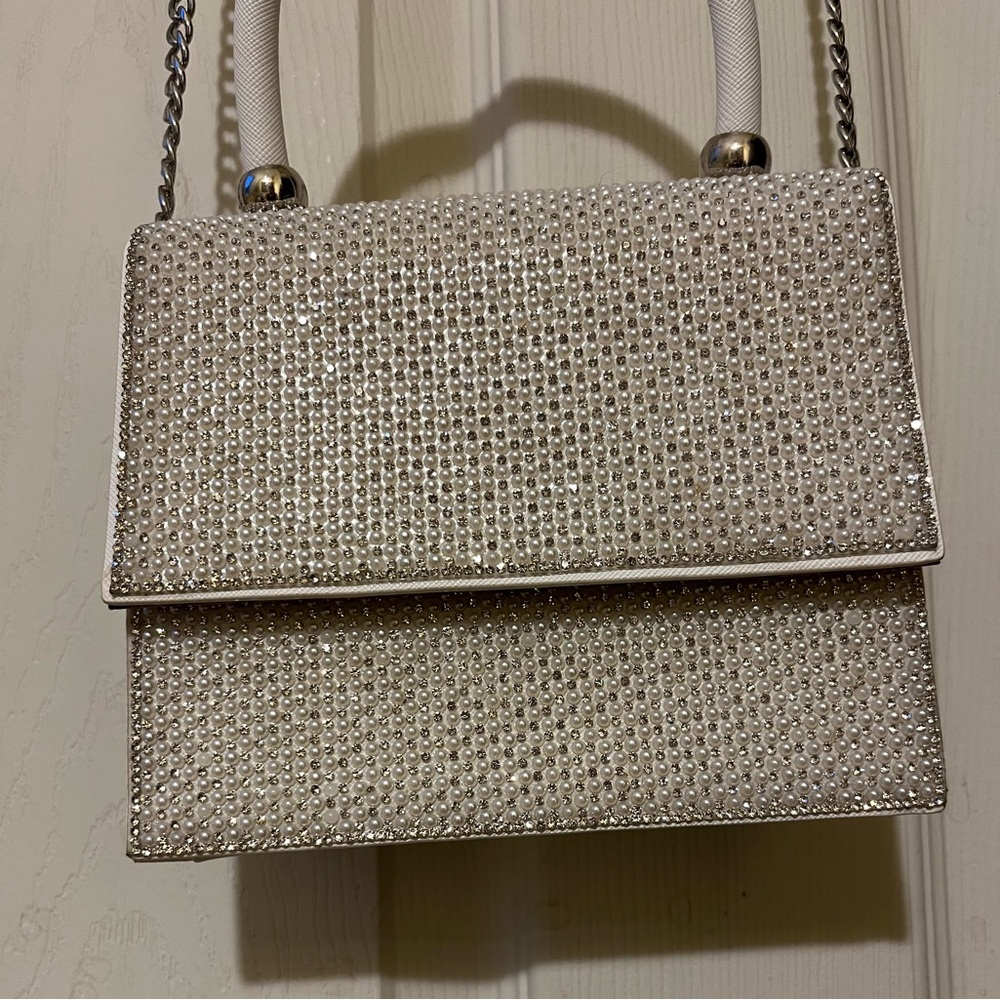 Aldo White Silver Bridal Crossbody Purse